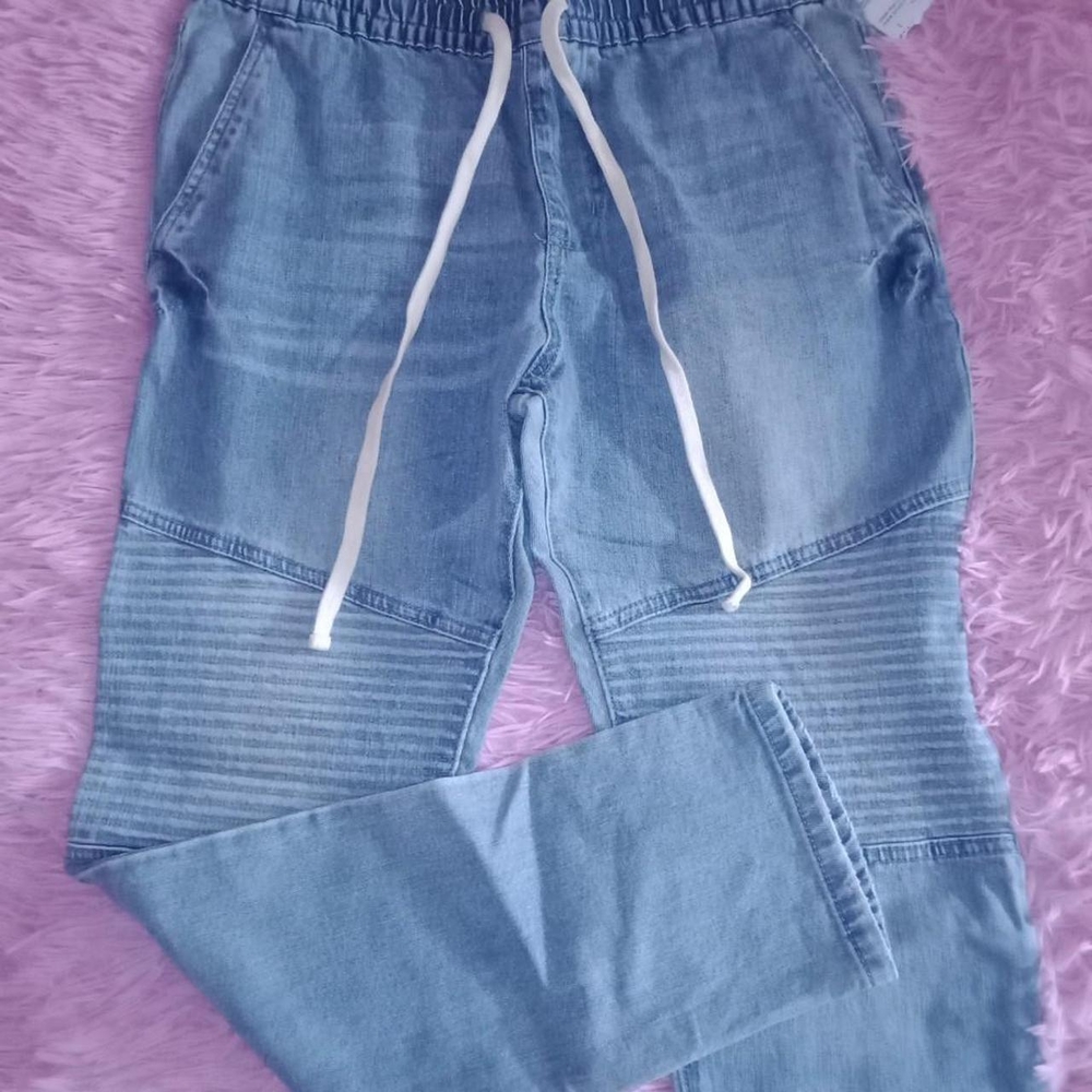 Forever 21 Men's Light Blue Pull-on Elastic Waist Jeans Size L